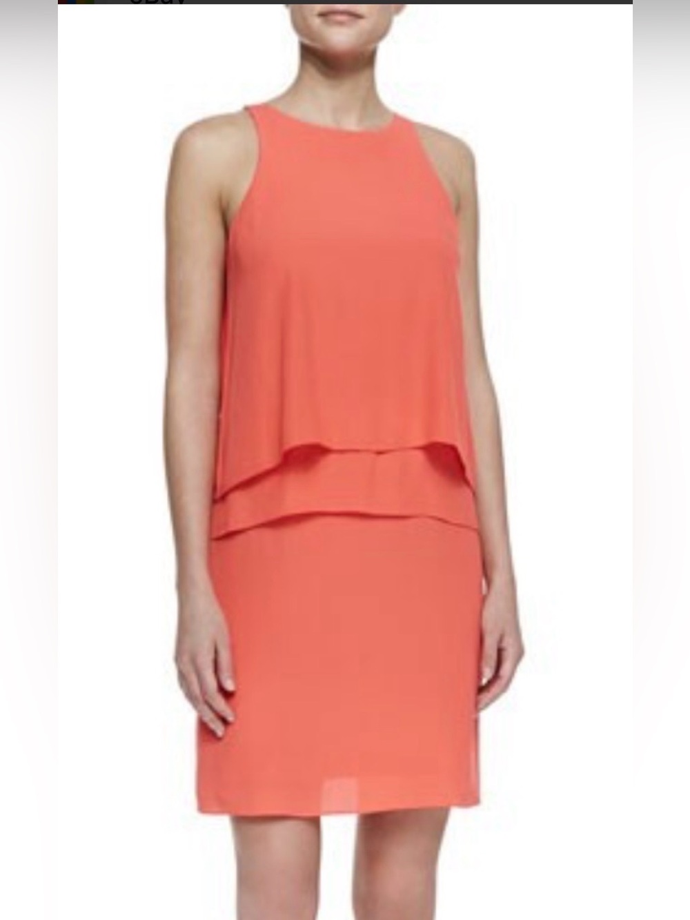 Tibi Halter Neck Crepe 2 Tier Ruffle Dress Size 4